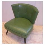 MID CENTURY MODERN LEATHER BARREL BACK CHAIR