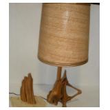 MID CENTURY MODERN DRIFTWOOD TABLE LAMP W/