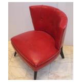 MID CENTURY MODERN LEATHER BARREL BACK CHAIR