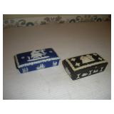 2 WEDGWOOD JASPERWARE TINKET BOXES 4 INCH LONG