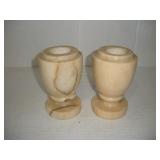 2 VINTAGE 6 INCH TALL  MARBLE CANDLE HOLDERS