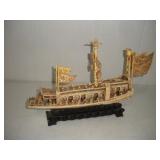 HAND CARVED RESIN SHIP 16 INCHES LONG