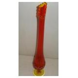 VINTAGE FENTON AMBERINA SWUNG GLASS VASE