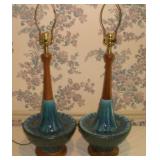 2 MID CENTURY MODERN DANISH GLAZED TABLE LAMPS