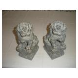 2- 8 INCH TALL VINTAGE STONE FOO DOG BOOK ENDS