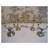 VINTAGE BRASS AND METAL CANDLESTICK HOLDERS