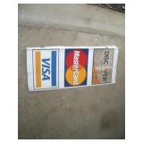 Metal 11 x 26 inch Credit Card Sign