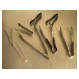 (8) PLASTIC AND METAL TONGS
