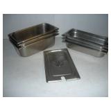 (6) 2 AND 4IN STAINLESS STEEL 1/3 PANS