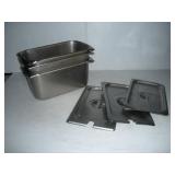 (3) STAINLESS STEEL 6IN 1/3 PANS