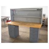 6FT LED LIGHTED BUTCHER BLOCK TOP WORK STATION W/