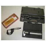 STARRETT 1IN MICROMETER AND DIGITAL CALIPERS