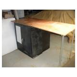 FOLDING WORK BENCH W/ DUEL STORAGE CABINET & KEYS
