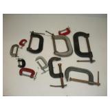 ASSORTED C CLAMPS LARGEST 6IN