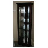 CORNER GLASS FRONT LIGHTED CURIO CABINET 24X13X72