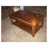 WOODEN COFFEE TABLE W/ RETRACTING TOP 48X26X21