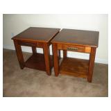 (2) WOODEN WALNUT FINISHED  END TABLES 22X24X24