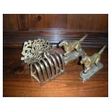 BRASS BOOK ENDS & CARD HOLDERS