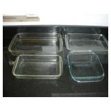 (4) VINTAGE PYREX BAKING DISHES LARGEST 14X10