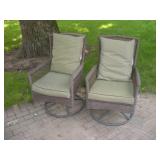 (2) RESIN WICKER ROCKING & SWIVEL PATIO CHAIRS