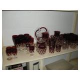 FLASH RUBY GLASS GLASSWARE CONTENTS OF SHELF