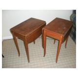 (2) VINTAGE MAHOGANY DROP LEAF END TABLES 21X14X28