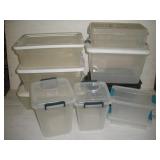 ASSORTED SM PLASTIC TOTES & CONTAINERS