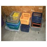 ASSORTED SM PLASTIC CRATES & BINS