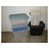 (6) ASSORTED PLASTIC STORAGE TOTES