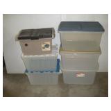 (6) PLASTIC STORAGE TOTES