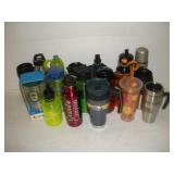 WATER BOTTLES AND COFFEE CUPS