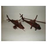 (2) WOODEN HELICOPTER MODELS 23IN LONG--
