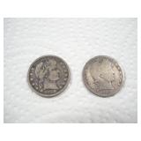1898 AND 1905 (S) BARBER LIBERTY HEAD QUARTERS