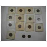 (15) 1909 INDIAN HEAD AND LINCOLN WHEAT PENNIES