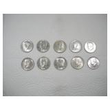 (10) 1967 - 1968 KENNEDY HALF DOLLARS