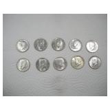 (10) 1967 KENNEDY HALF DOLLARS
