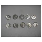 (10) 1968 KENNEDY HALF DOLLARS