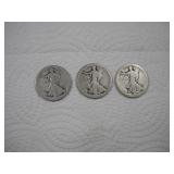 (3) WALKING LIBERTY SILVER HALF DOLLARS