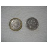 1904 AND 1915 BARBER SILVER QUARTERS