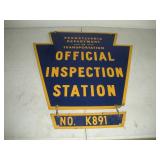 PA STATE INSPECTION 2-SIDED METAL SIGN