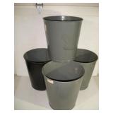 (4) VINTAGE METAL TRASH CANS 14 IN TALL