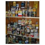 ASSORTED STAINS & VARNISHES CONTENTS OF SHELVES