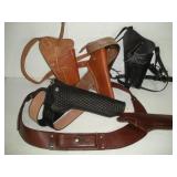 LEATHER PISTOL HOLSTERS AND BELTS