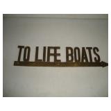BRASS 20 IN LIFE BOAT SIGN
