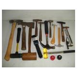 ASSORTEDN HAMMERS, HATCHET & MALLETS