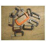 ASSORTED C CLAMPS LARGEST 9 IN