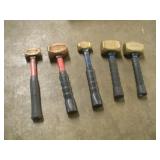 (5) PROTO & WILLIAMS BRASS MALLETS