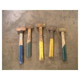 (5) BRASS MALLETS
