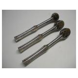 (3) ARMSTRONG 1/2 DRIVE RATCHETS 10 IN LONG