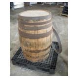 55 GALLON WOODEN BARREL 36 INCH TALL LOOSE RINGS